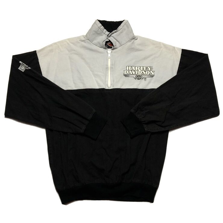 RARE VINTAGE 90s HARLEY DAVIDSON Quarter Zip Windbreaker Jacket Size Adult Small