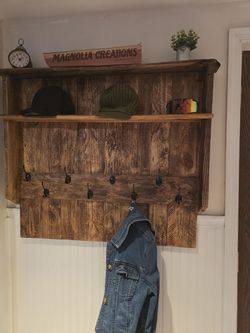 Custom farmhouse pallet coat and hat rack