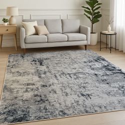 8x10 Gray Black Abstract Modern Abstract Area Rug