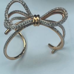 Swarovski - Bow Cuff Bracelets with Swarovski Crystals / Rose Gold Plated