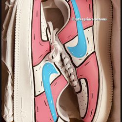Custom Cartoon Designed Nike Air Force Custom Shoes Size 9 Mens