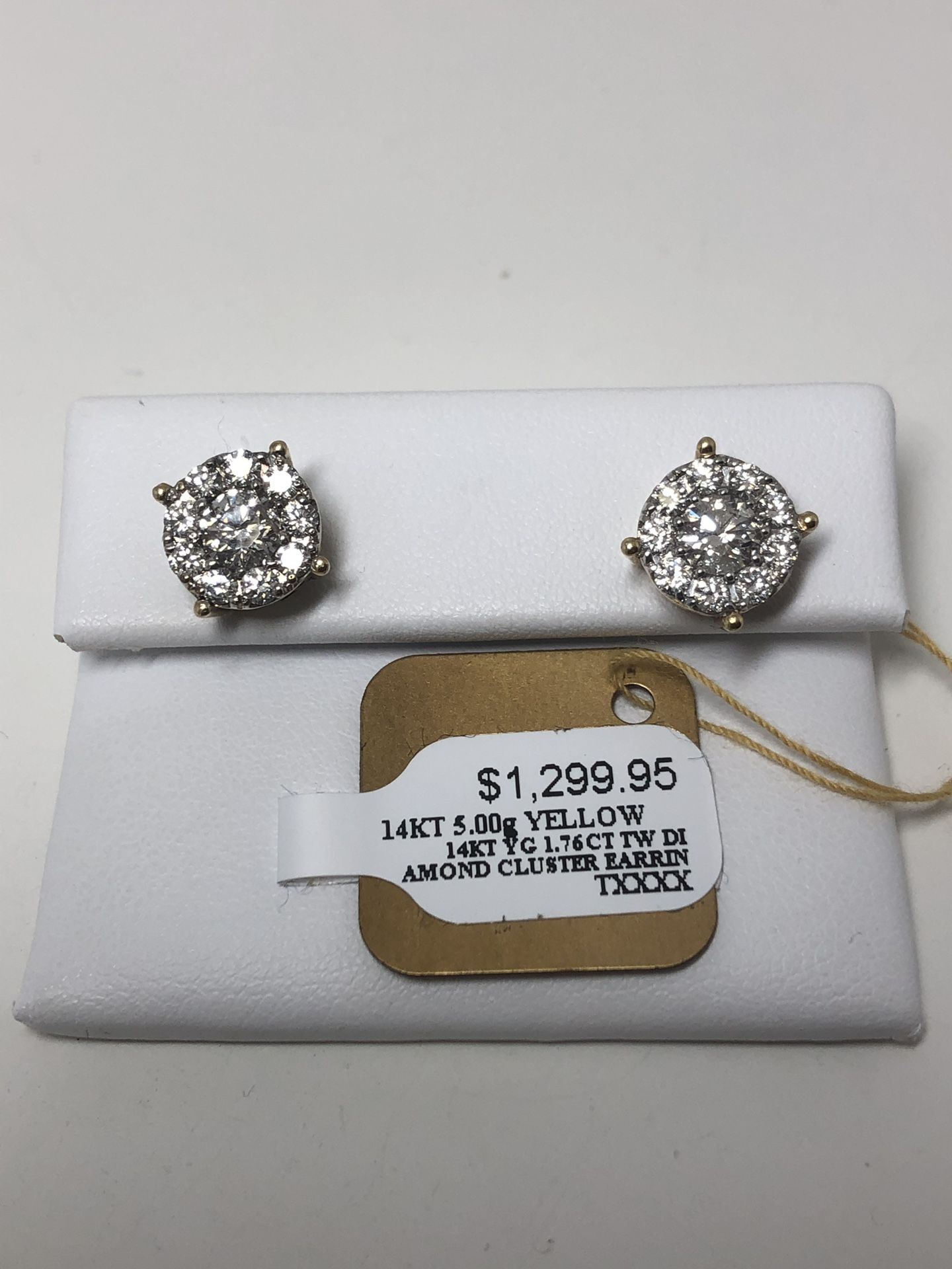 14k Yellow Gold Cluster Diamond Earrings