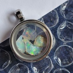 Ethiopian Fire Opal Crystal Pendant 20mm 