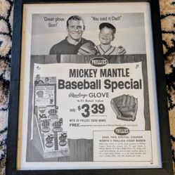 Mickey Mantle New York Yankees Phillies Cigars Rawlings Baseball Glove MAG Ad
