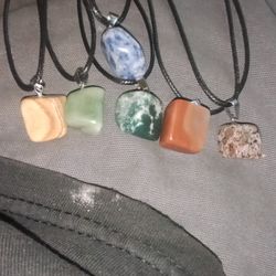 Real Stone Pendants On Rope Chain