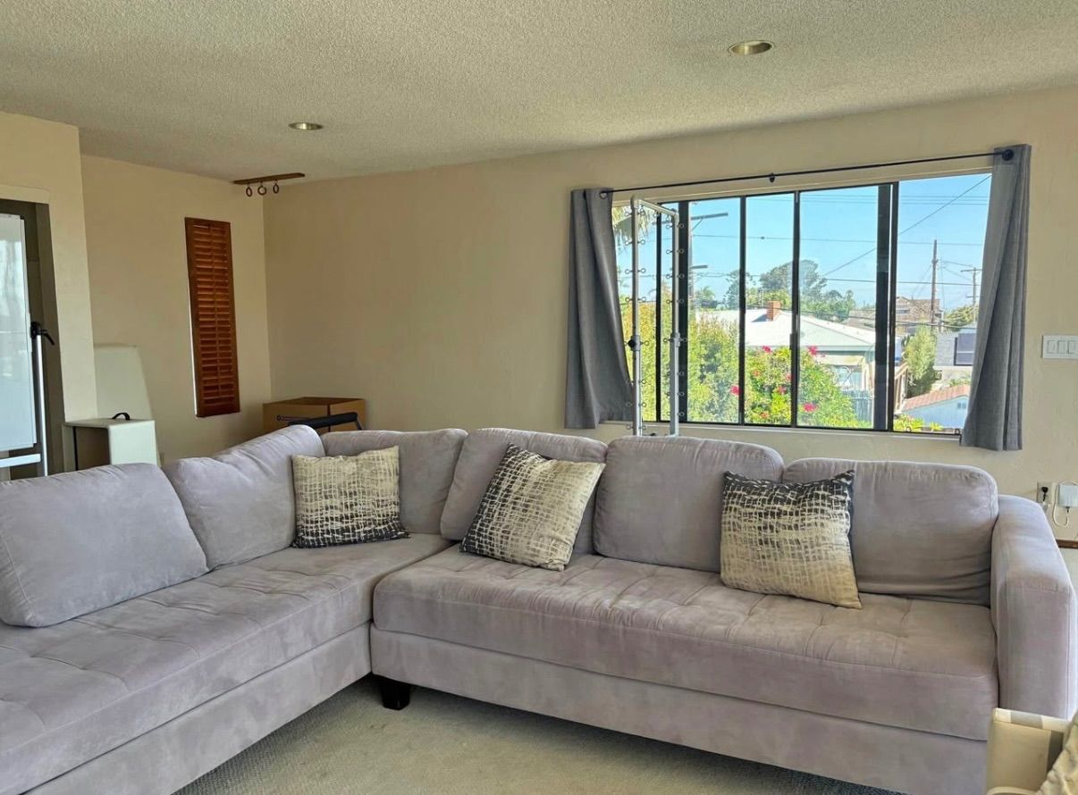 Stylish Light Gray Tufted Sectional by Jonathan Louis