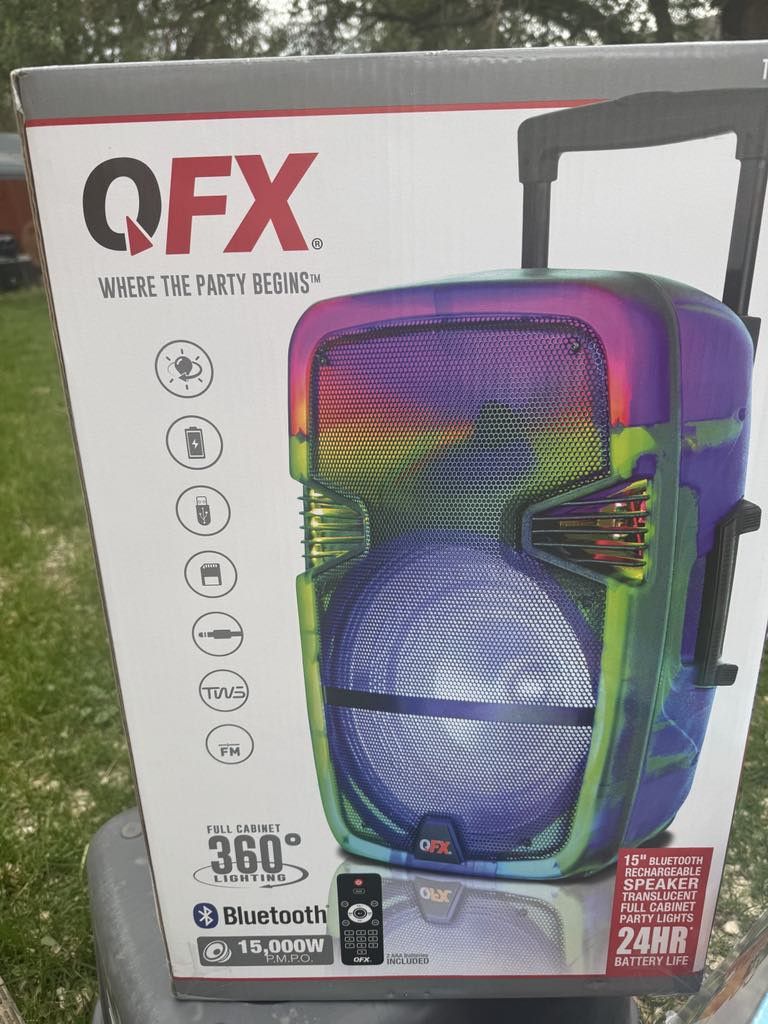 QFX 15 Bluetooth Speaker 360 Full Cabinet Lighting