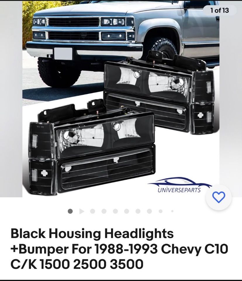 Chevy C10 C/K Headlights Black Housing Brand New In The Box