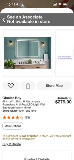 Glacier Bay 48x36 LED Vanity Mirror Anti-Fog