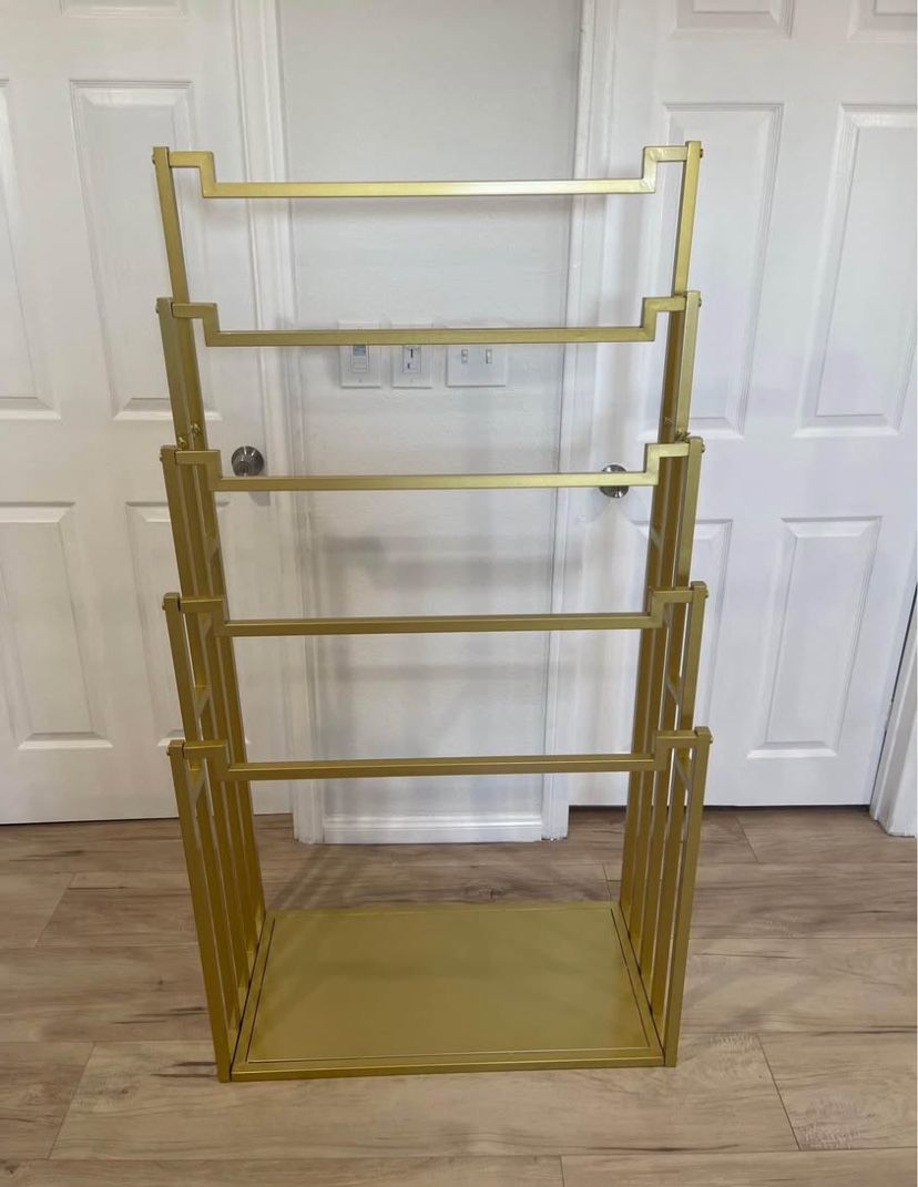 Floor Standing Scarf Display Stand, Metal Freestanding Scarf Holder Organizer, Towel Rack for Commer