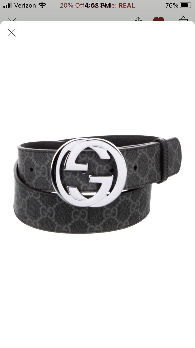 Gucci Supreme Leather Belt Silver Tone