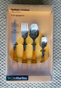 CitéMarilou 24-piece Cutlery Set With Butterscotch Orange Handles