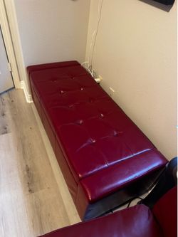 Ottoman Bench Red/Burgundy with Storage