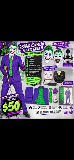 Disfraz Completo The Joker Adulto Talla M + Máscara con Movimiento