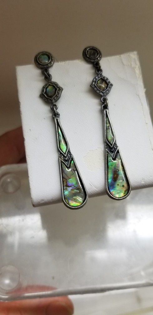 VICTORIAN DANGLES IRIDESCENT ABALONE SHELL 