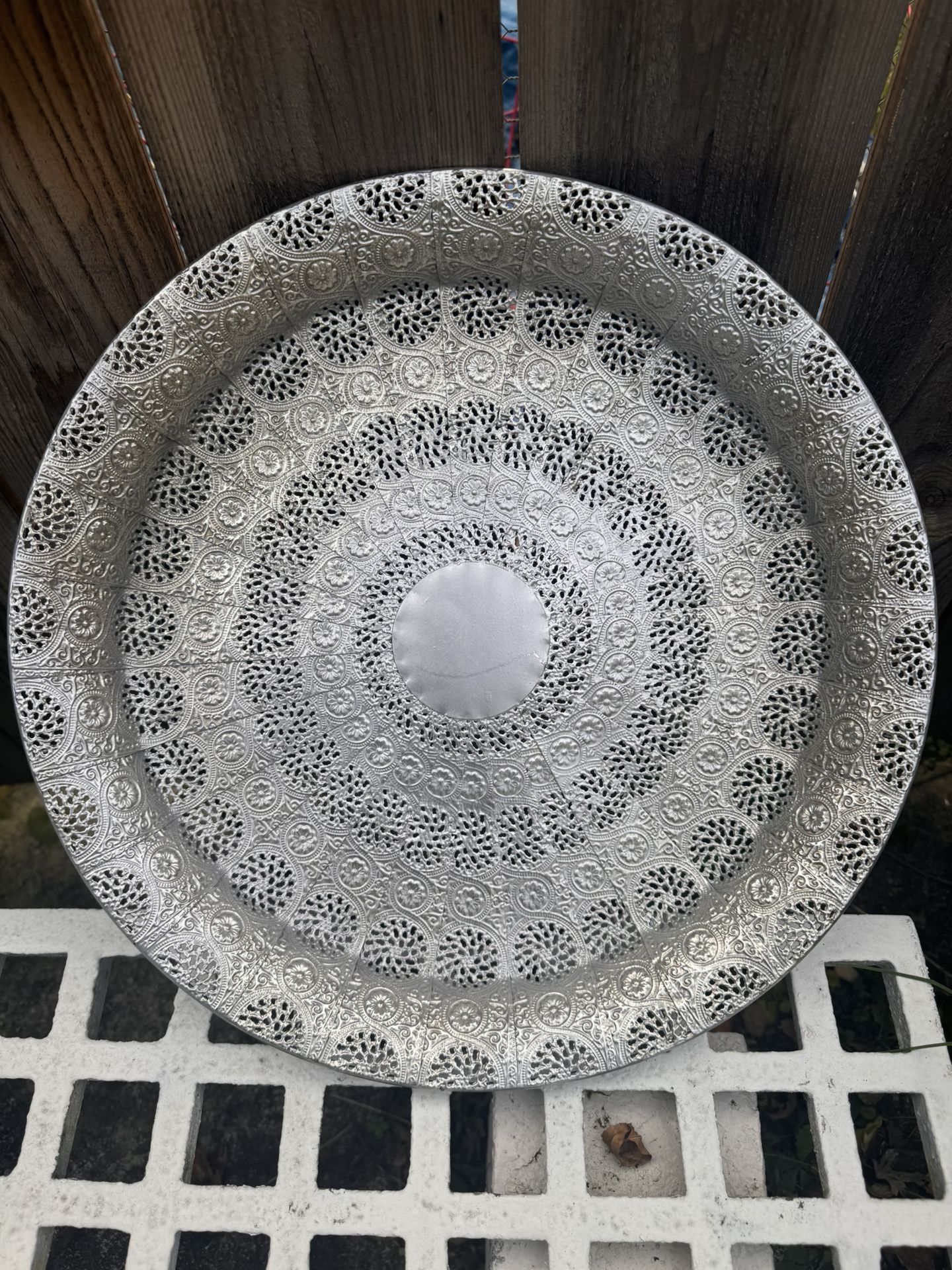 Boho Silver Lace Looking Metal Plate For Your Wall Decoration