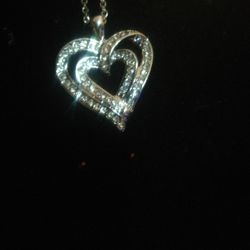Sweetheart Pendant Encrusted With Rhinestones