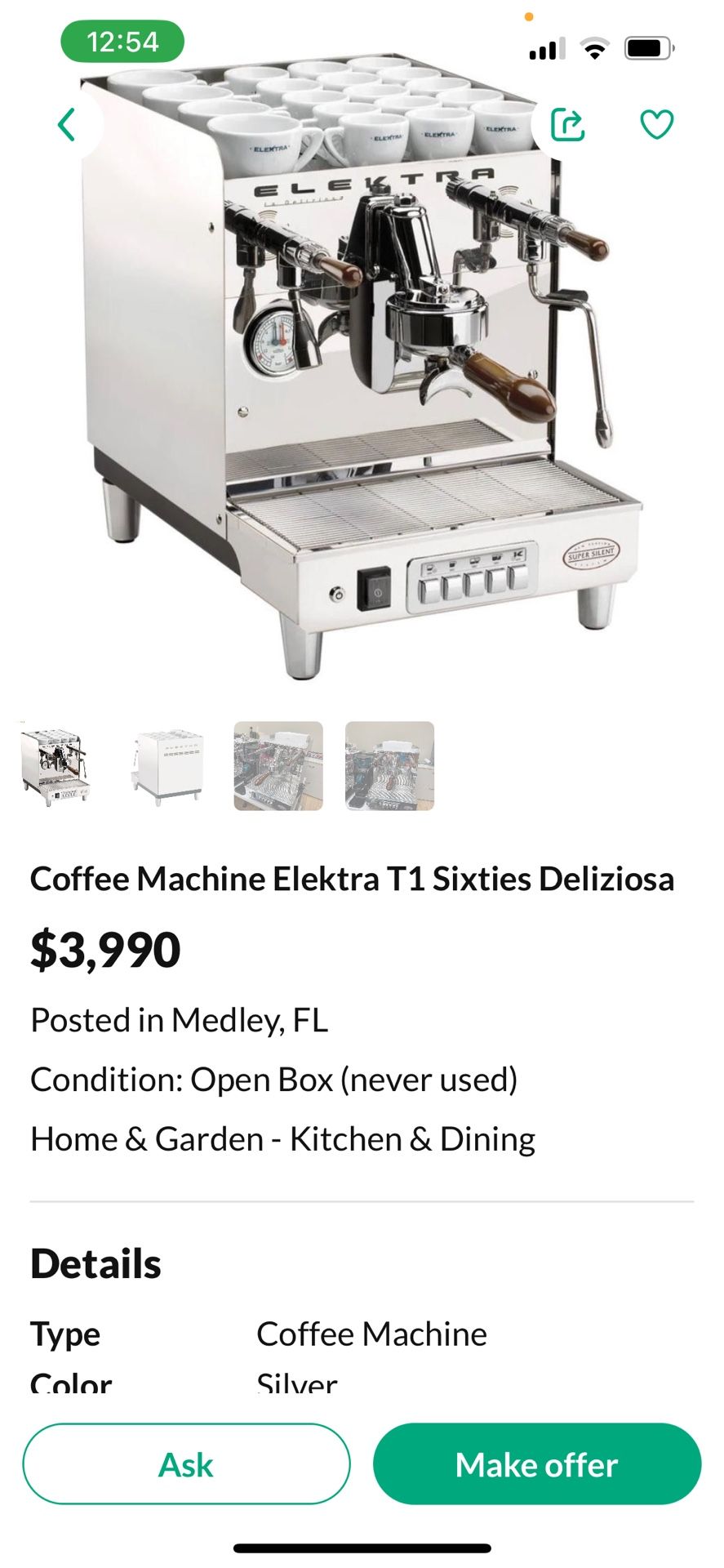 Elektra T1 Sixties Deliziosa Espresso Machine(Like New)