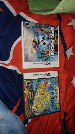Nintendo 3ds epic mickey power of illusion and the magic school bus oceans box without insery card/disk