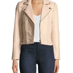 Ba&sh Etty size 3 Calf Leather Belt Hem Moto Jacket 