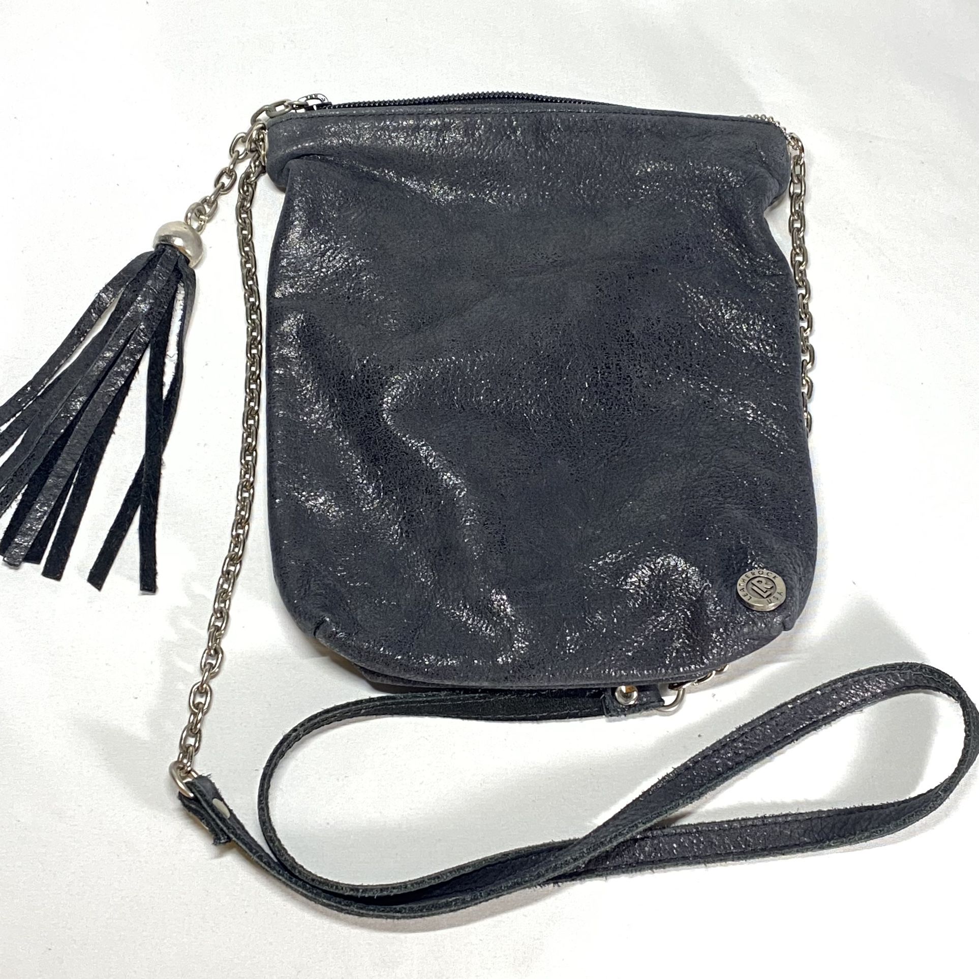 Leatherock Crossbody Bag Black Suede Western BOHO Fringe Leather MADE IN USA