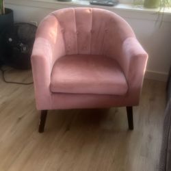 Pink suede Barrel Chair 
