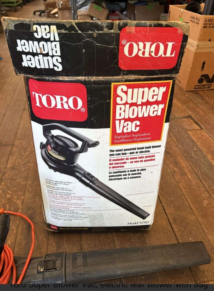 Toro Super Blower Vac, electric leaf blower with bag and original box