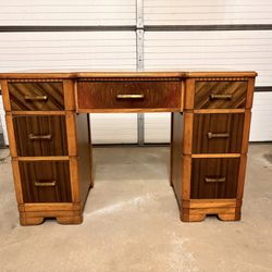 Vintage Art Deco Waterfall Vanity / Desk – Solid Wood – 1930s Style
