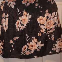 Black  Halter Top With Flowers Women's L NEW