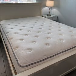 Solid Wood Queen Bed And 12” Mattress 