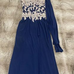 Gold And Navy Blue Dress
