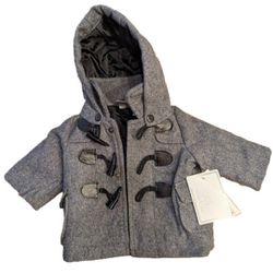 Koala Baby Jacket/Peacoat With Removable Hood Baby Size Newborn Gray