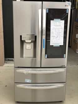 LG LMXS28596S 36 Inch 4 Door Smart Refrigerator with 27.6 Cu. Ft. Capacity, InstaView Door-In-Door, Double Freezer Drawers, Wifi, SmartThinQ®, Integr