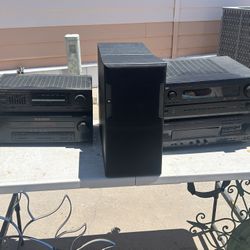 Various Receivers And A Pair Of JBL Speakers 