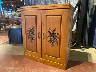 Vintage Floral Bar Cabinet with Flippable Top