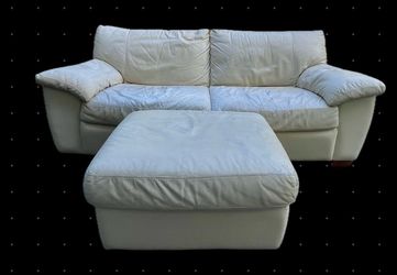 IKEA Leather Sofa + Ottoman