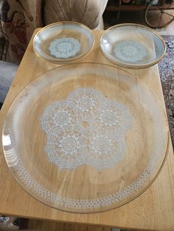 Vintage Crystal Tray w/ Serving plates