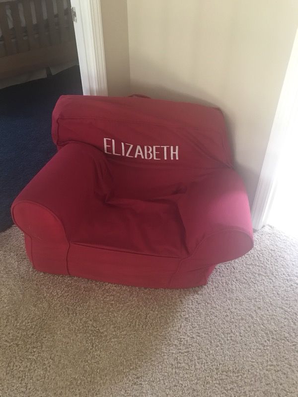 Pottery Barn Kids Red Anywhere Chair With Slip Cover Elizabeth
