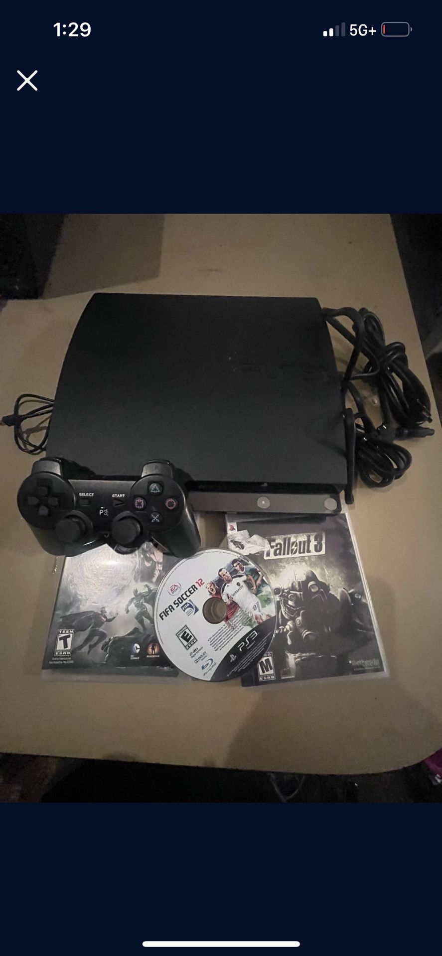 PS3 Slim 160 Gig W Control And Games