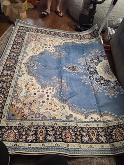 Large Blue Floral Persian-Style Area Rug  6x10