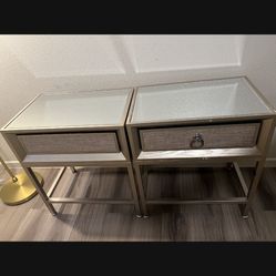 Mirrored Nightstands w/ Drawer – Set of 2 | Modern Glam Style