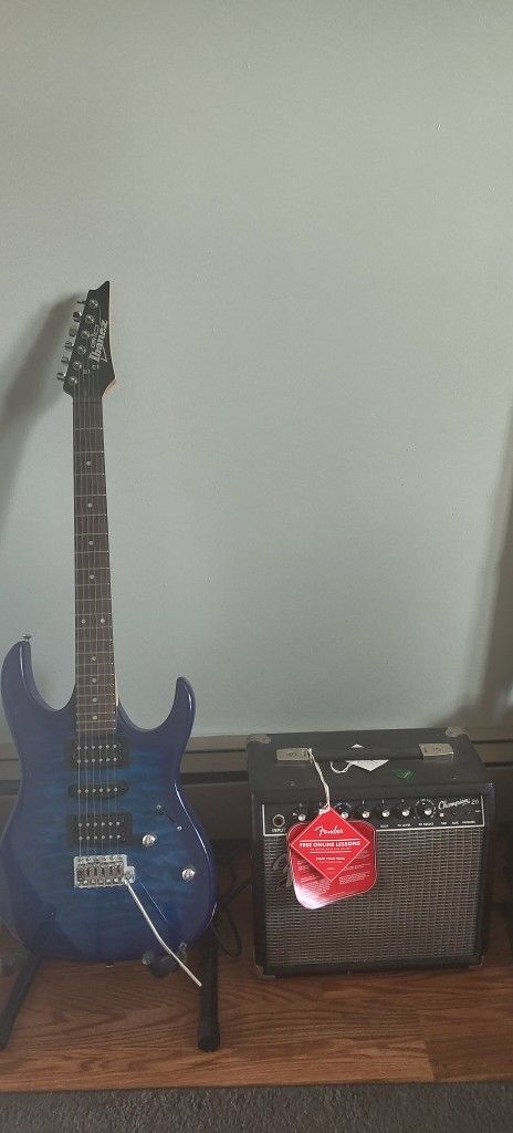 Guitar, Amp, Connector And Guitar Stand (Full Pack)