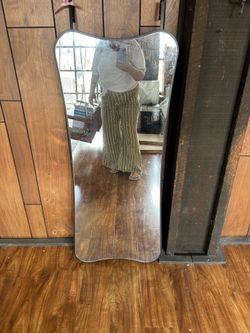 Hanging mirror for back of door, black framed, good size Hanging mirror for back of door, black framed, good size