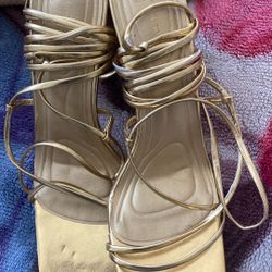 Worn Azalea Wang Heels Gold 