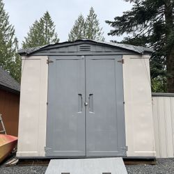 Storage Shed, Rototiller, Generator, And Two Lawn Mowers