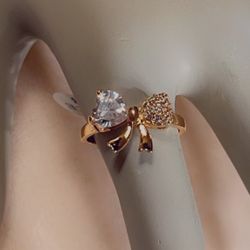 Diamond  Bow Design Ring -size 6-8