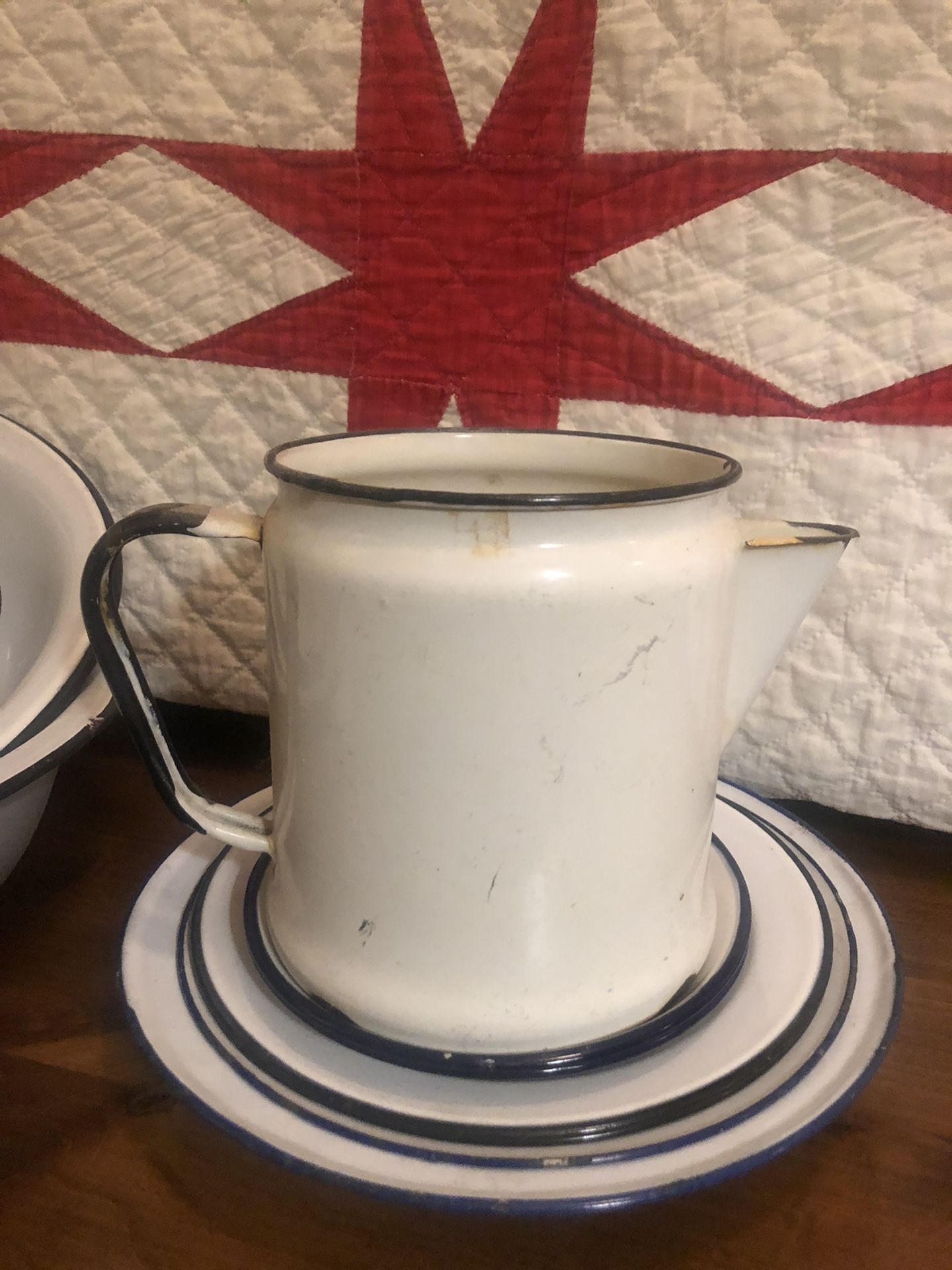 Antique Enamelware Lot Farmhouse