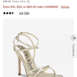 Gold Calvin Klein Heels Size 6
