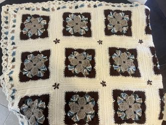 Afghan Throw Blanket, Handmade, 67”x58”