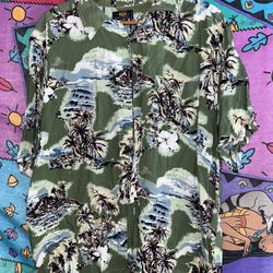 green route 66 hawaiian style button up shirt SIZE XL